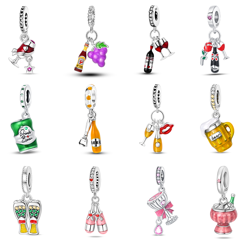 Wine Beer Food - Fashion 925 Sterling Silver Red Wine