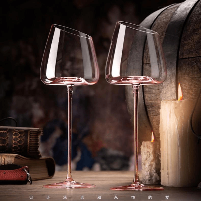Wine Glass Set Crystal - French Pink Flamingo Red Wine Glasses