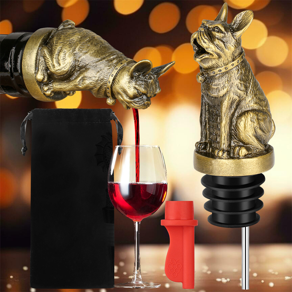 Wine Stopper Vacuum - Cute French Bulldog Wine Pouer Bottle