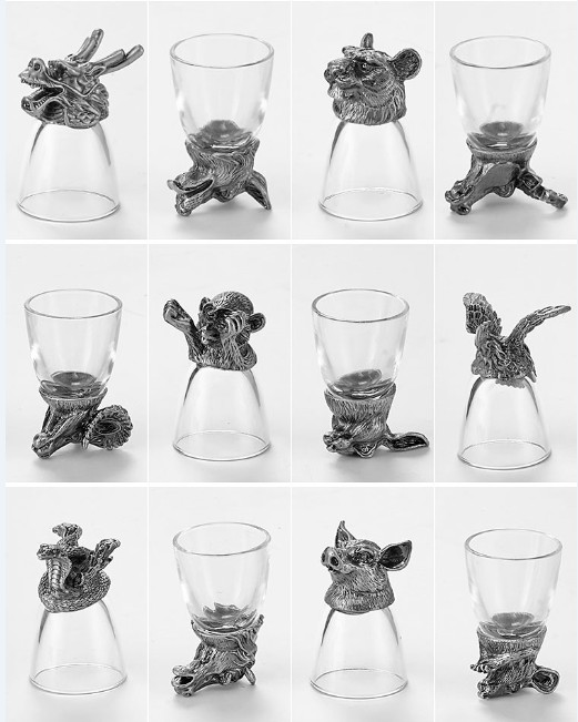 Wine Glass Set Crystal - Luxury 12 Zodiac Animal Head Crystal