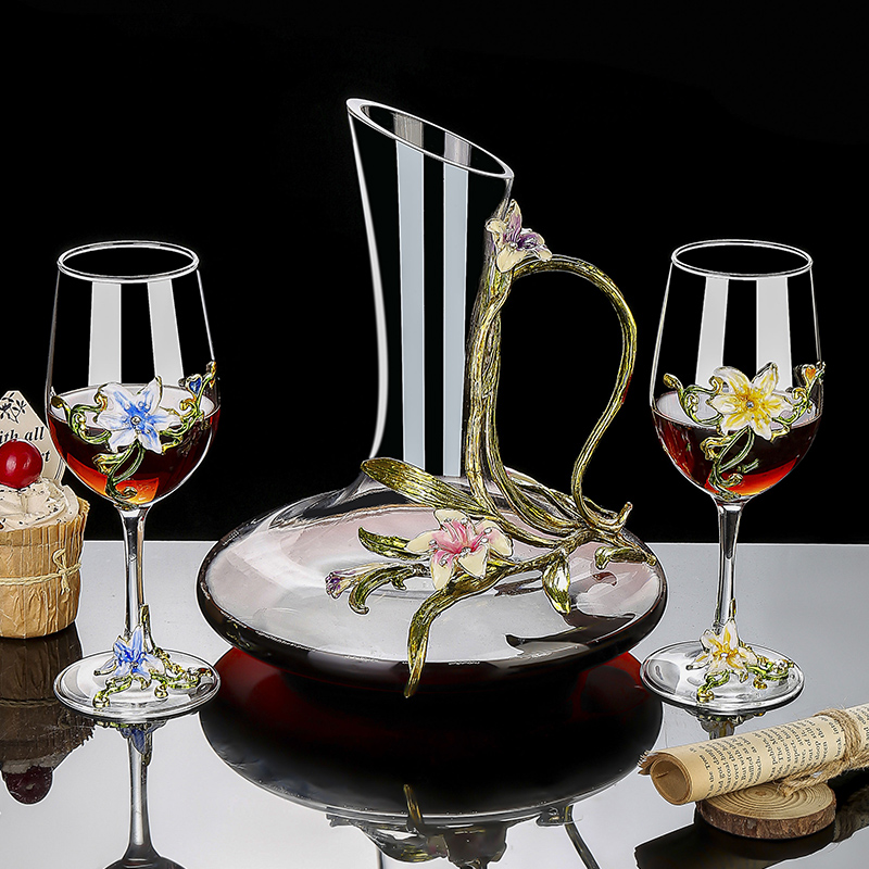 Enamel Crystal Vintage Goblet  - đánh giá và giá Wine Glass Set Crystal