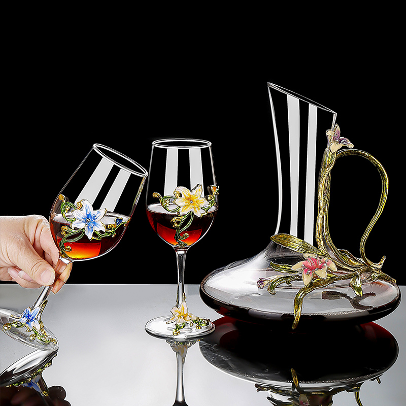 Enamel Crystal Vintage Goblet  - đánh giá và giá Wine Glass Set Crystal