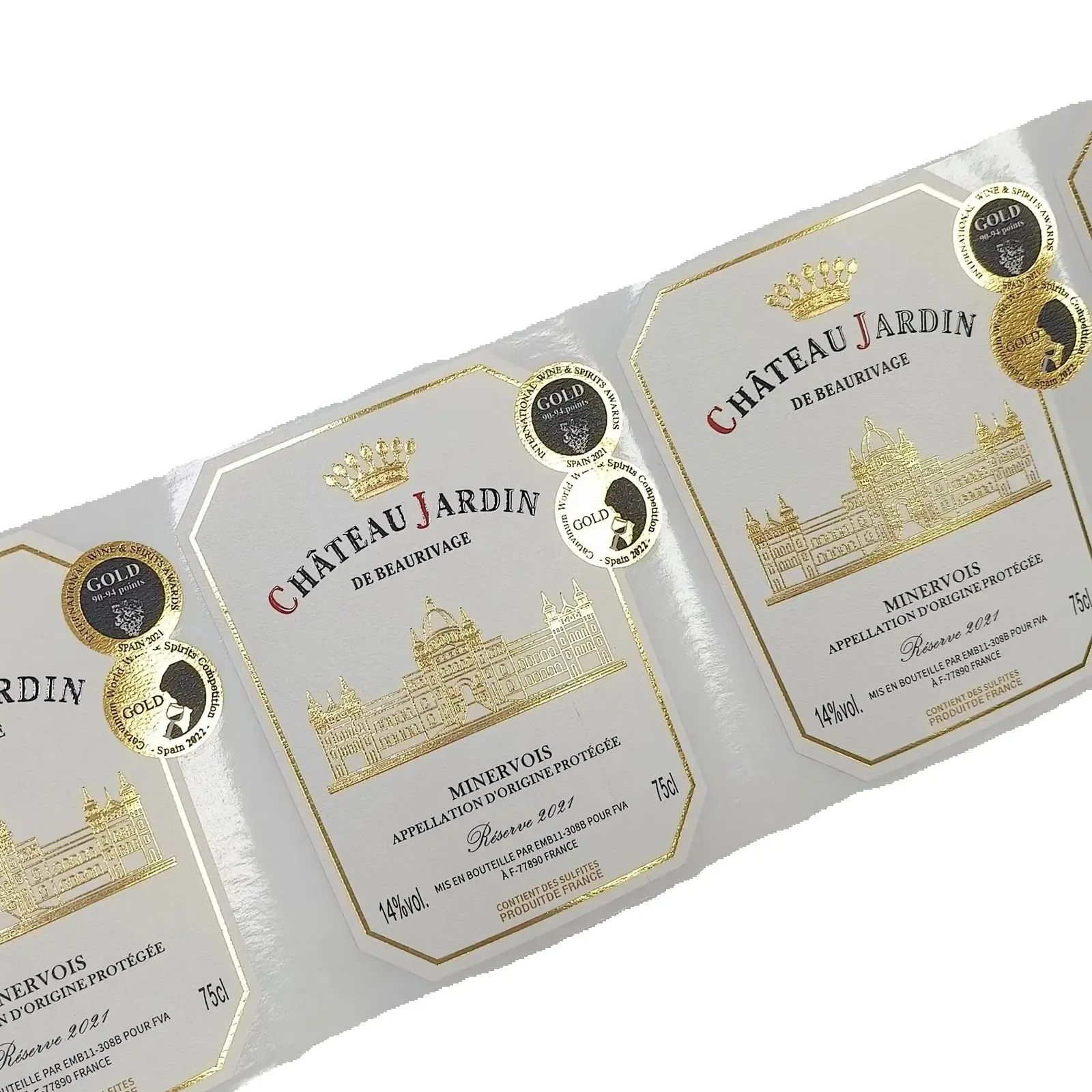 Custom Logo Sticker Gold Foil  - đánh giá và giá Wine Beer Juice