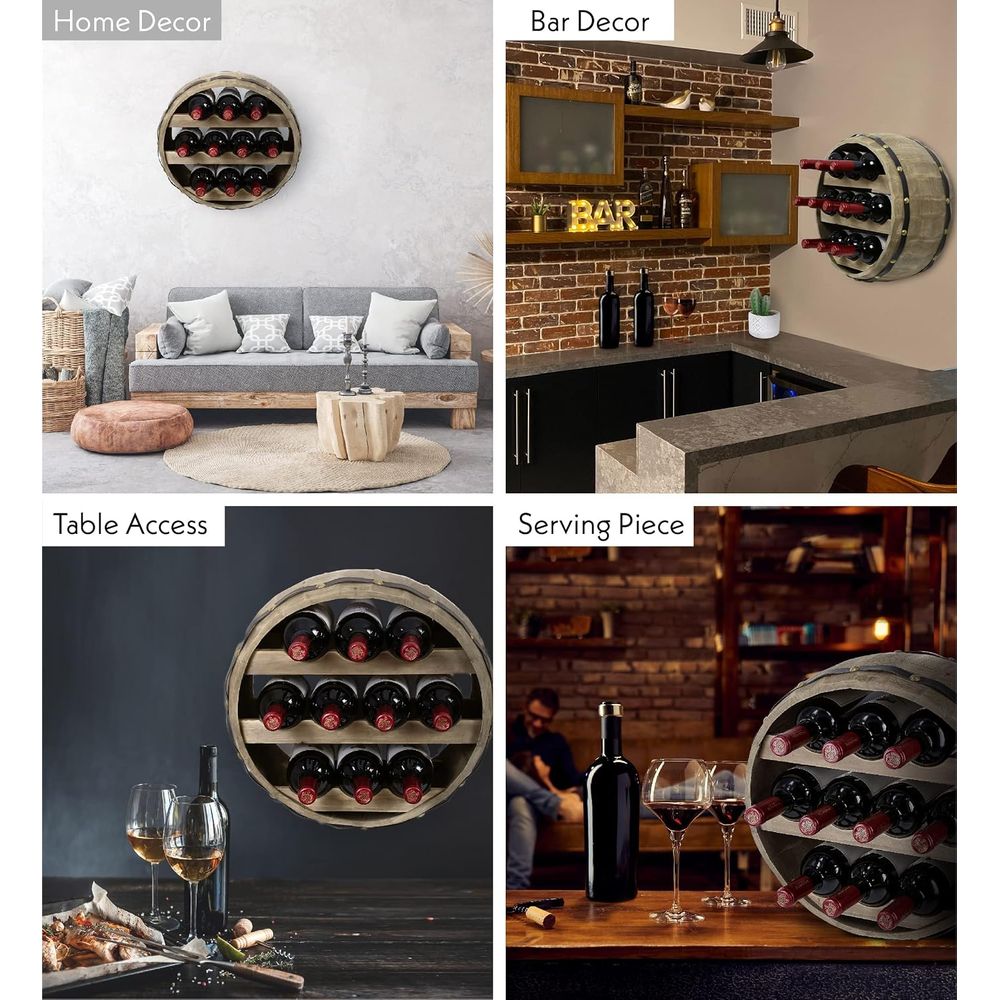Natural Wood Industrial Wall M - đánh giá và giá Wine Rack Wall Mount