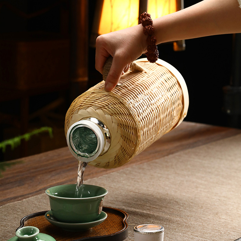 Handwoven Bamboo Thermos with  - đánh giá và giá Wine Stopper Vacuum