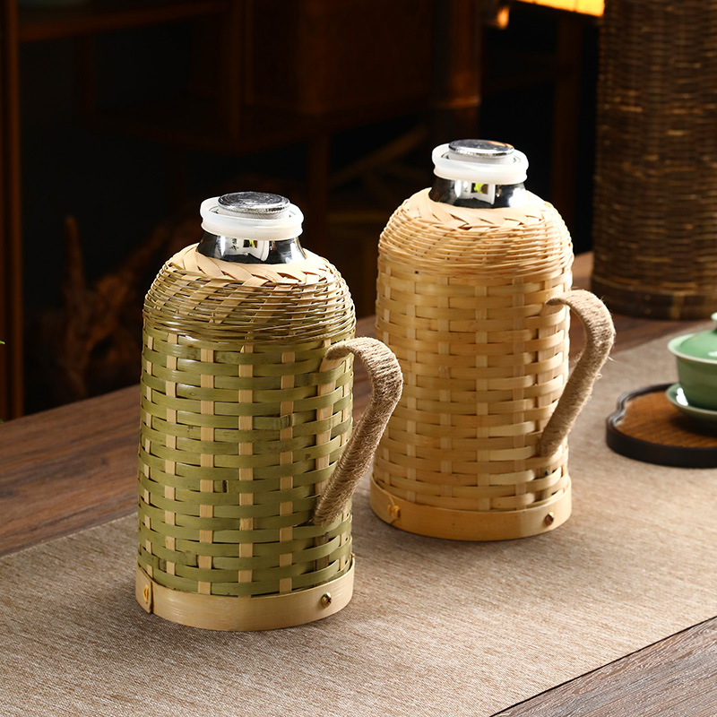 Handwoven Bamboo Thermos with  - đánh giá và giá Wine Stopper Vacuum
