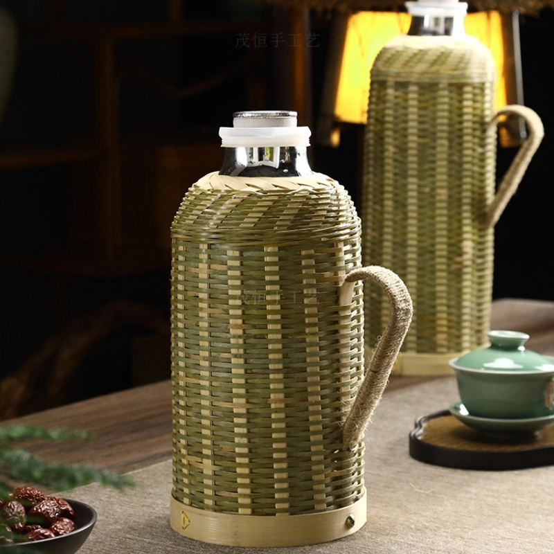 Handwoven Bamboo Thermos with  - đánh giá và giá Wine Stopper Vacuum